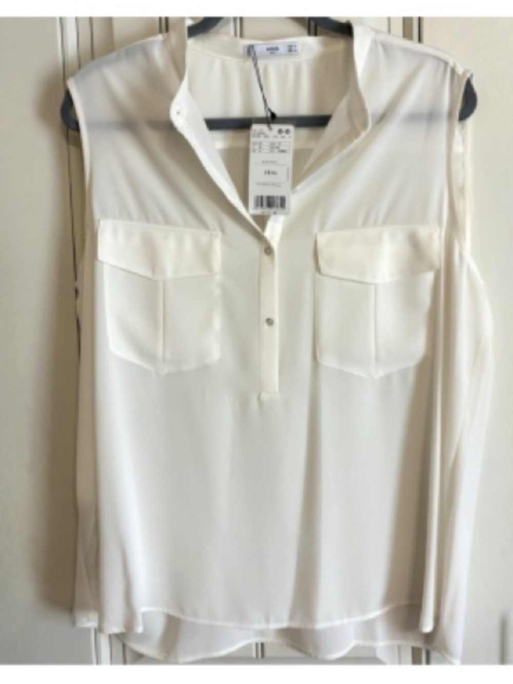 Mango MNG Suit Ivory Sleeveless Blouse XL